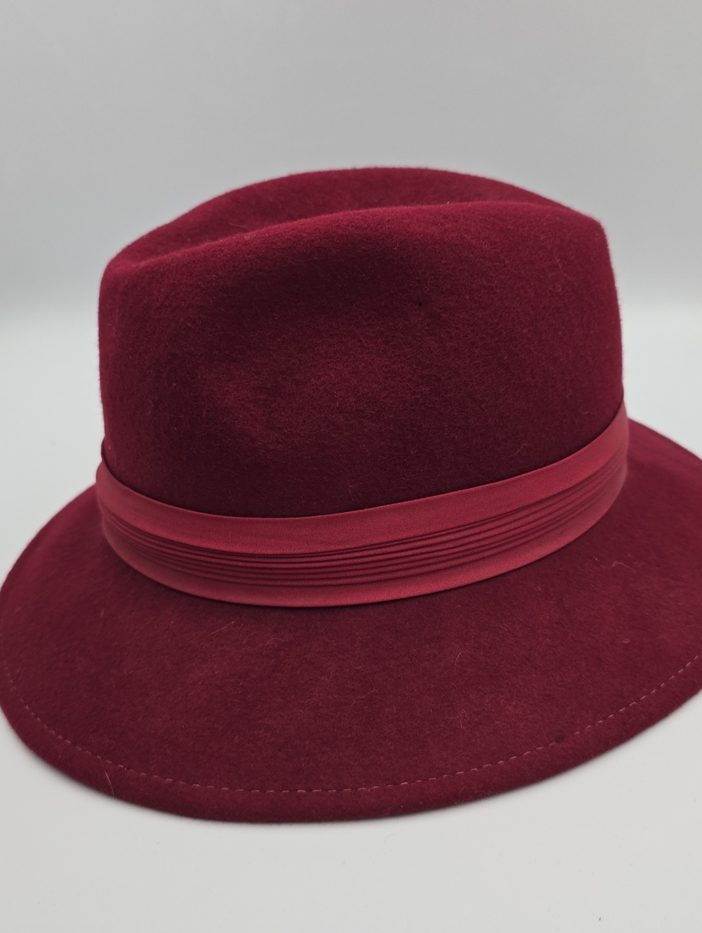 Vintage Women's Lancaster Red 100% Wool Fedora Hat - Picture 4 of 7